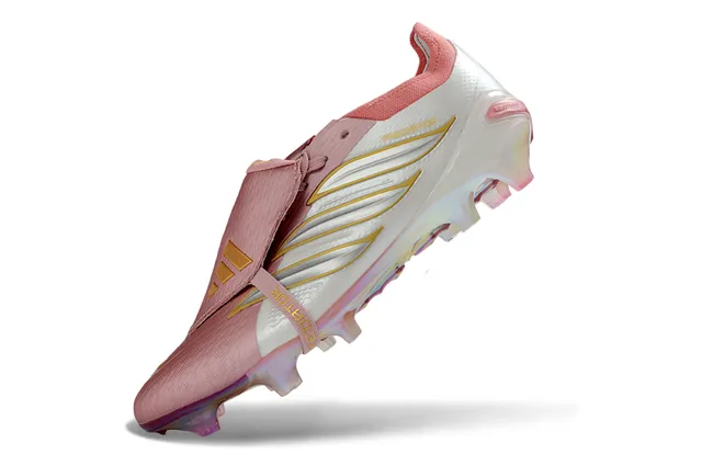 Adidas Predator Chaussures de football blanc rose sans lacets tige basse iridescente holographique jaula du talon ground ferme 3