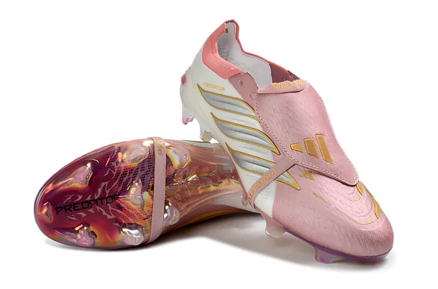 Adidas Predator Chaussures de football blanc rose sans lacets tige basse iridescente holographique jaula du talon ground ferme 4