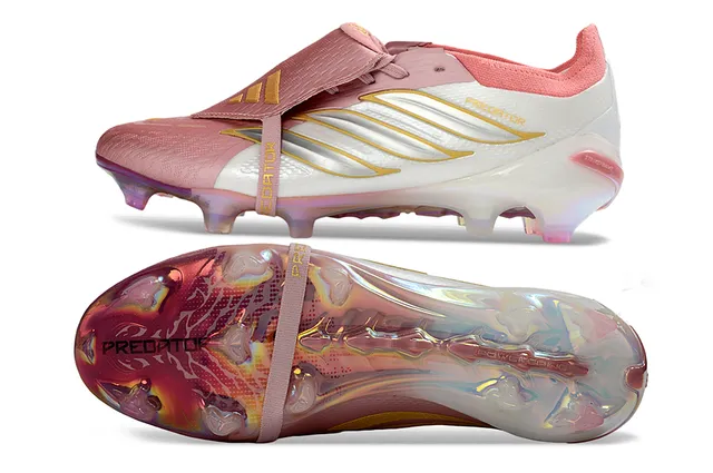 Adidas Predator Chaussures de football blanc rose sans lacets tige basse iridescente holographique jaula du talon ground ferme 6