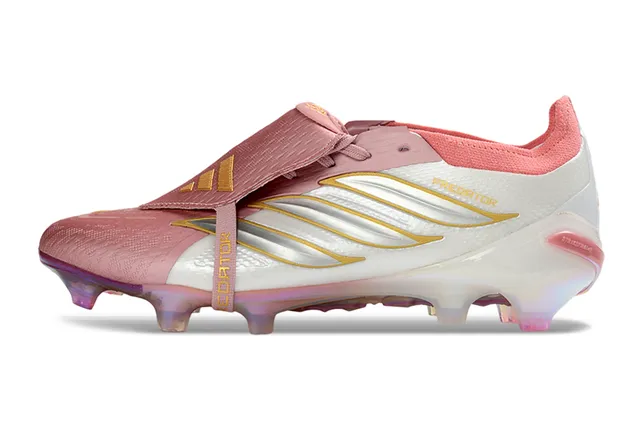 Adidas Predator Chaussures de football blanc rose sans lacets tige basse iridescente holographique jaula du talon ground ferme 7