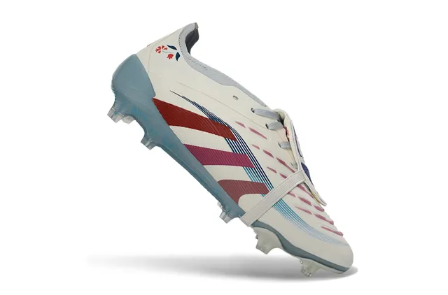 Adidas Predator Blanc Rouge Fermeture à brides sur lacets Texture côtelée à l'avant-pied Chaussures de football pour terrain ferme 2