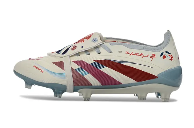 Adidas Predator Blanc Rouge Fermeture à brides sur lacets Texture côtelée à l'avant-pied Chaussures de football pour terrain ferme 8