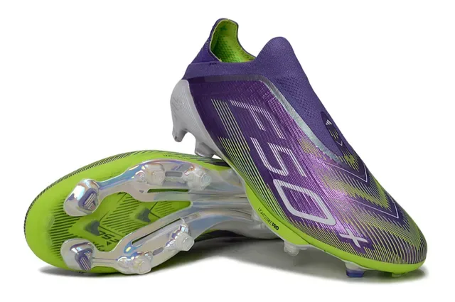 Adidas Violet Vert Basse Ajustement Chaussure Supérieure Recouvrement Argent Iridescent Terrain Ferme Chaussures de Football 4