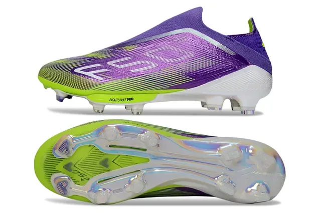 Adidas Violet Vert Basse Ajustement Chaussure Supérieure Recouvrement Argent Iridescent Terrain Ferme Chaussures de Football 6