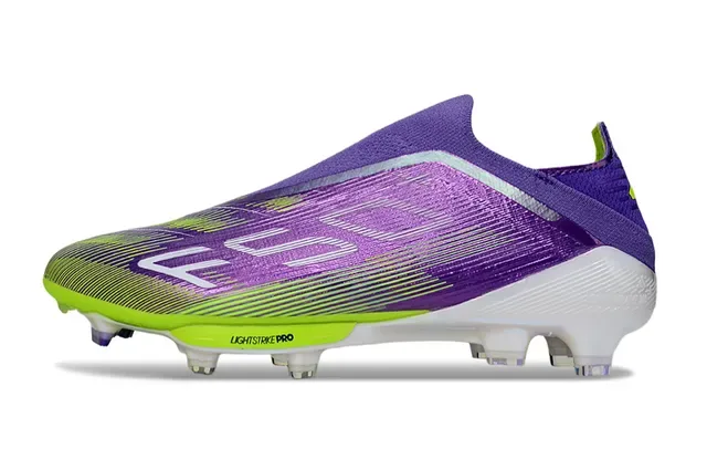 Adidas Violet Vert Basse Ajustement Chaussure Supérieure Recouvrement Argent Iridescent Terrain Ferme Chaussures de Football 7
