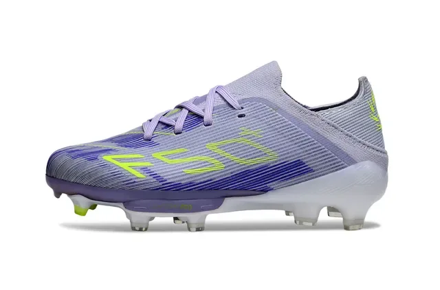 Adidas Chaussures de Football Violet et Vert Col de Chaussette Haut Synthétique Tricoté Tac Sol Ferme 2