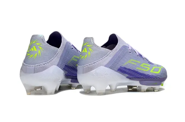 Adidas Chaussures de Football Violet et Vert Col de Chaussette Haut Synthétique Tricoté Tac Sol Ferme 3