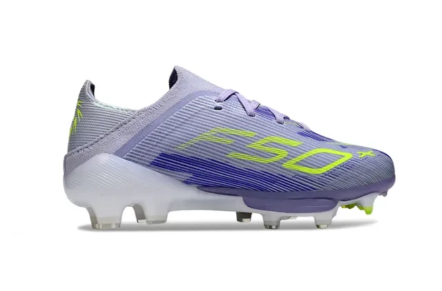 Adidas Chaussures de Football Violet et Vert Col de Chaussette Haut Synthétique Tricoté Tac Sol Ferme 4