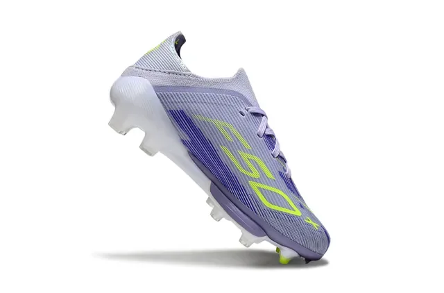 Adidas Chaussures de Football Violet et Vert Col de Chaussette Haut Synthétique Tricoté Tac Sol Ferme 5
