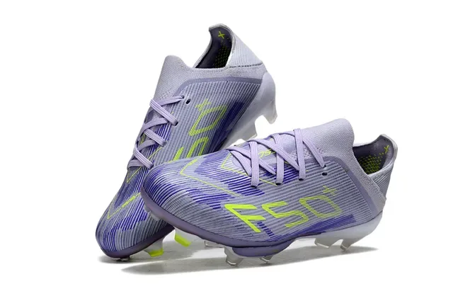 Adidas Chaussures de Football Violet et Vert Col de Chaussette Haut Synthétique Tricoté Tac Sol Ferme 6