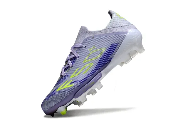 Adidas Chaussures de Football Violet et Vert Col de Chaussette Haut Synthétique Tricoté Tac Sol Ferme 7