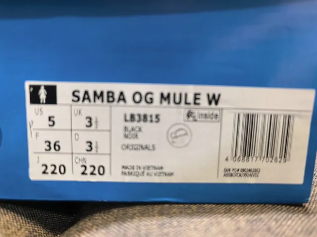 Adidas Samba Zapatos Casuales Mule Sin Talón de Ante Negro y Blanco 2