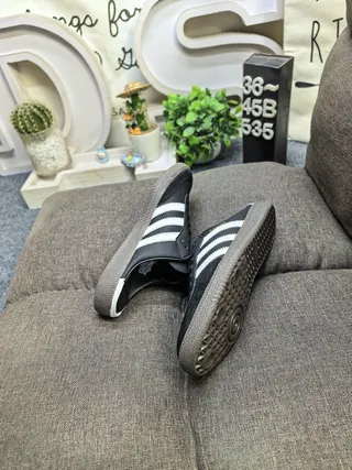 Adidas Samba Zapatos Casuales Mule Sin Talón de Ante Negro y Blanco 6