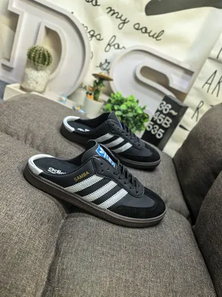 Adidas Samba Zapatos Casuales Mule Sin Talón de Ante Negro y Blanco 9