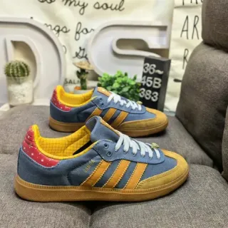 Adidas Samba 牛仔蓝黄色红色网格生活方式运动鞋
