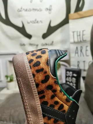 Adidas Samba Estampado de Leopardo Negro Teal Goma Zapatillas Lifestyle 3