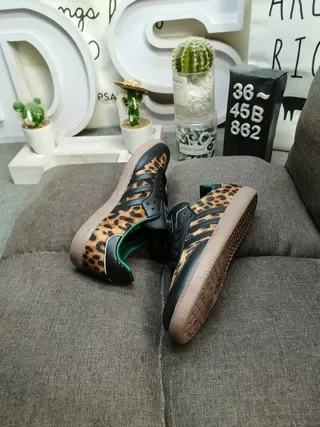 Adidas Samba Estampado de Leopardo Negro Teal Goma Zapatillas Lifestyle 6