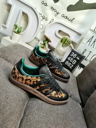 Adidas Samba Estampado de Leopardo Negro Teal Goma Zapatillas Lifestyle 9