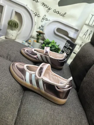 Adidas Samba 金属玫瑰金玛丽珍鞋 7