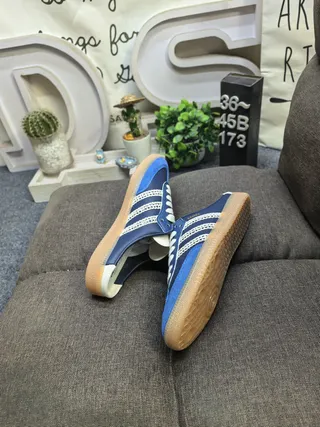 Adidas Samba Navy White Lace-Up Mule Perforated Three-Stripe Casual Shoes 6