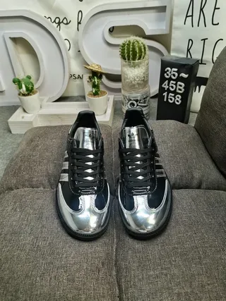 Adidas Samba OG Tênis Lifestyle Preto Metálico Prateado 10