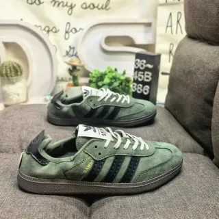 Adidas Samba حذاء أسلوبي من جلد الغزال أخضر زيتوني