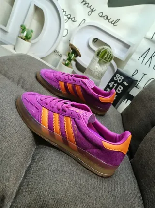 Adidas Samba Tênis Lifestyle de Camurça Roxo e Laranja 7