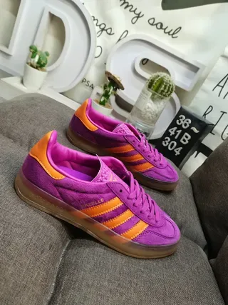 Adidas Samba Tênis Lifestyle de Camurça Roxo e Laranja 9