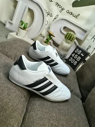 Adidas Samba Blanc Noir Sans Lacets Fermeture Velcro Upper Cuir Quilted Sneakers 9