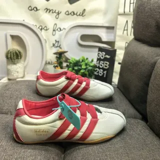Adidas Spezial أبيض أحمر بدون أربطة إغلاق بأحزمة Three Stripes أحذية رياضية نمط حياة