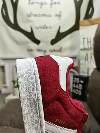 Adidas Superstar Zapatillas Lifestyle Burdeos y Blancos 3