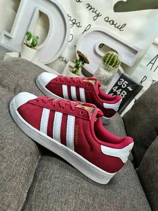 Adidas Superstar Zapatillas Lifestyle Burdeos y Blancos 7