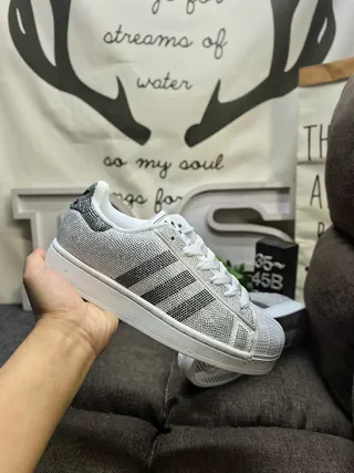 Adidas Superstar Orné de Cristaux Argent et Noir Chaussures Lifestyle 5