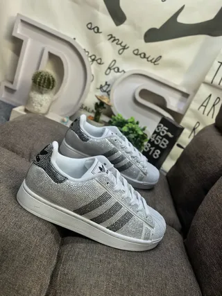 Adidas Superstar Orné de Cristaux Argent et Noir Chaussures Lifestyle 9