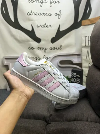 Adidas Superstar Tênis Lifestyle Branco e Rosa 5