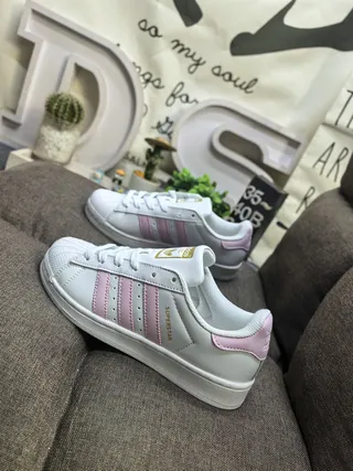 Adidas Superstar Tênis Lifestyle Branco e Rosa 7