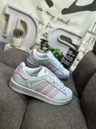 Adidas Superstar Tênis Lifestyle Branco e Rosa 9