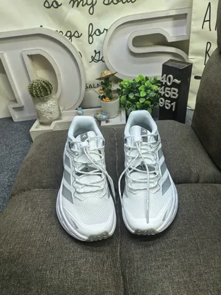 Adidas TERREX White Silver Mesh Upper Metallic Stripes Running Shoes 10