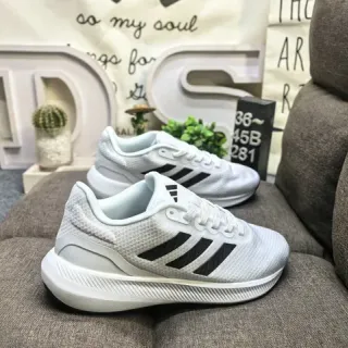 Adidas أحذية رياضية أسلوب حياة بيضاء وأسود بثلاث شرائط