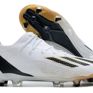Adidas Zapatos de Fútbol Blancos y Negros con Upper de Knit Moldado FG Studs para Césped Firme