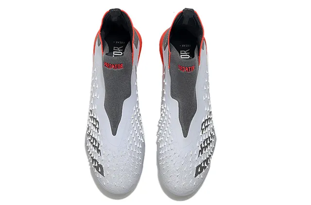 Adidas Blanc Gris Basse Coupe Collet Ajuste à Chaussette Tige Synthétique Texturé Supérieur Chaussures de Football pour Pelouse 2