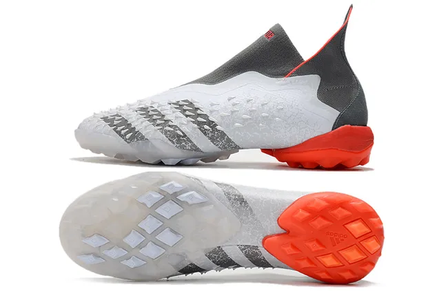 Adidas Blanc Gris Basse Coupe Collet Ajuste à Chaussette Tige Synthétique Texturé Supérieur Chaussures de Football pour Pelouse 5