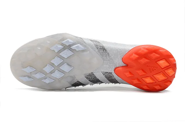 Adidas Blanc Gris Basse Coupe Collet Ajuste à Chaussette Tige Synthétique Texturé Supérieur Chaussures de Football pour Pelouse 6
