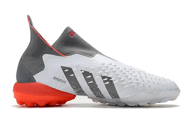 Adidas Blanc Gris Basse Coupe Collet Ajuste à Chaussette Tige Synthétique Texturé Supérieur Chaussures de Football pour Pelouse 7
