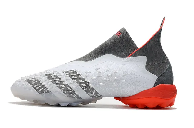 Adidas Blanc Gris Basse Coupe Collet Ajuste à Chaussette Tige Synthétique Texturé Supérieur Chaussures de Football pour Pelouse 8