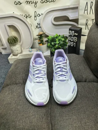 Adidas White Purple Engineered Mesh Upper Sculpted Foam Midsole Running Shoes 10