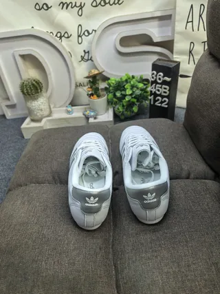 Adidas White Silver Quilted Upper Three-Stripe Side Panel Lifestyle Sneakers 8