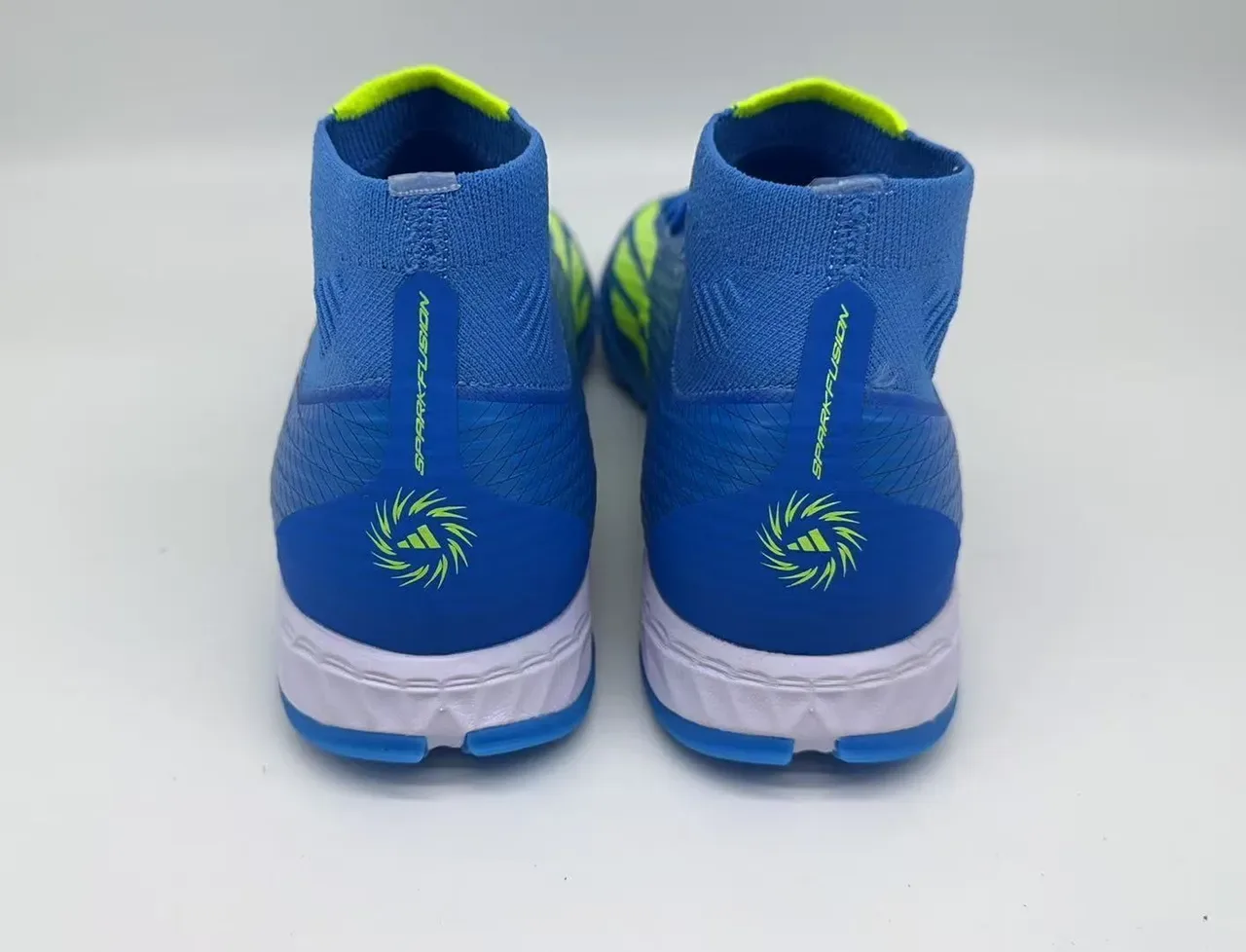 Adidas X Azul Amarelo Alto Corte Colar de Meia Ajustado Sintético Texturizado Superior Sapatos de Futebol para Relva 9