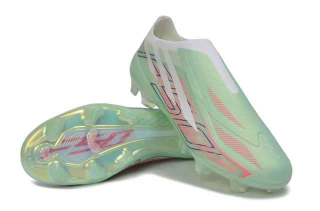 Adidas X Verde Rosa Sin Cordones Ajuste Calcetín Iridiscente Translucido Superior Firm-Ground Zapatos de Fútbol 4