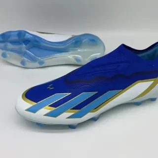Adidas X Speedportal Azul Blanco Dorado Zapatos de fútbol para terreno firme